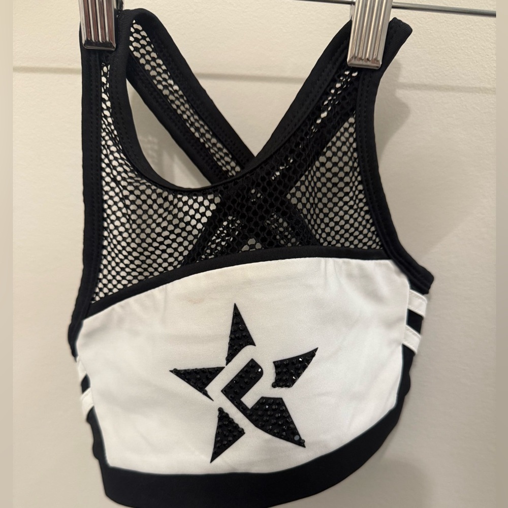 Rebel Black and White Mesh and bling sports bra